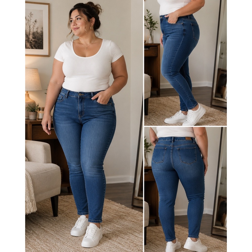 Judy Blue High Rise Skinny Fit Jeans Medium Wash Blue Denim Women Size 11/30